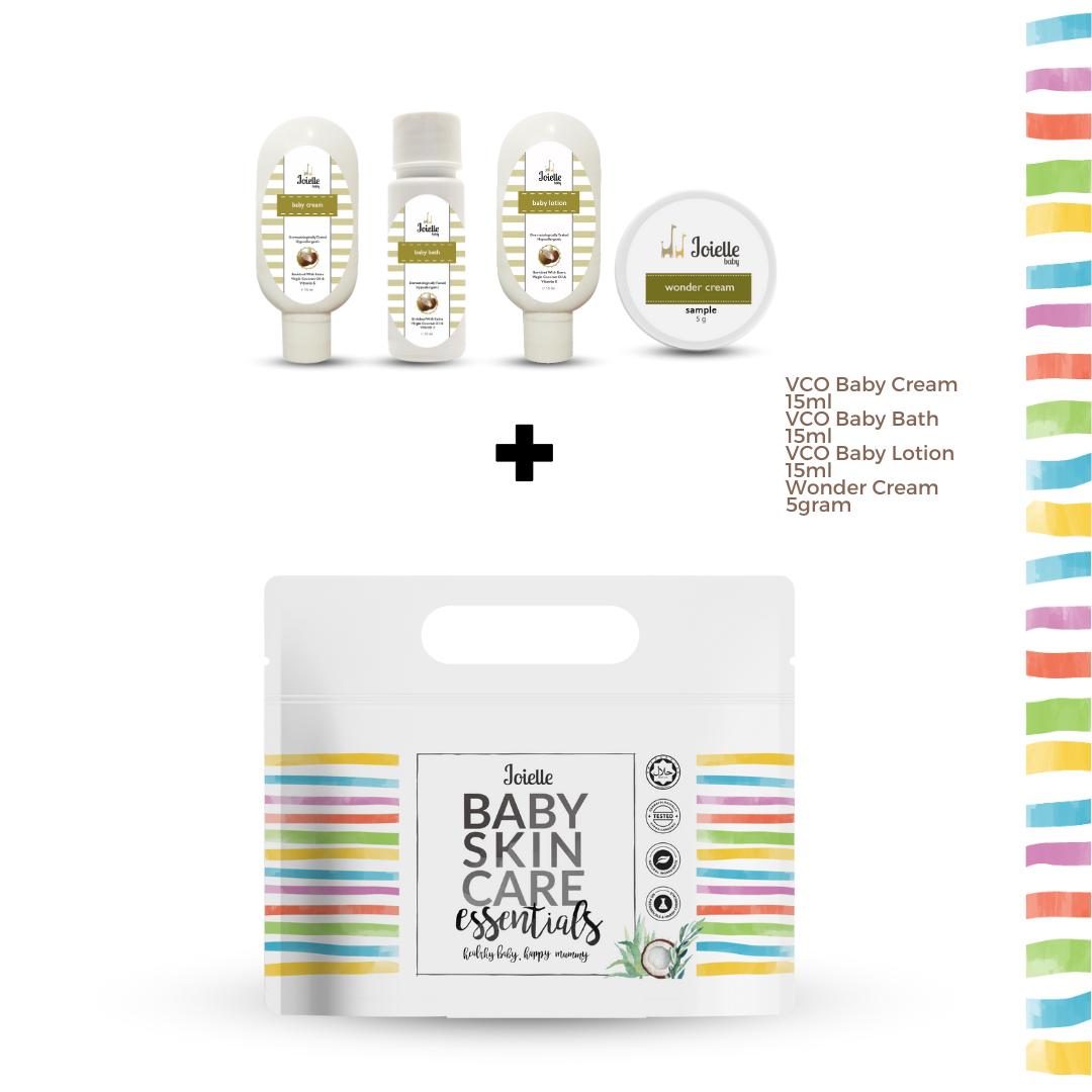 Joielle Sampler Pouch with VCO Cream 15g, VCO Bath 15ml, VCO Lotion 15ml, Wonder Cream 5g