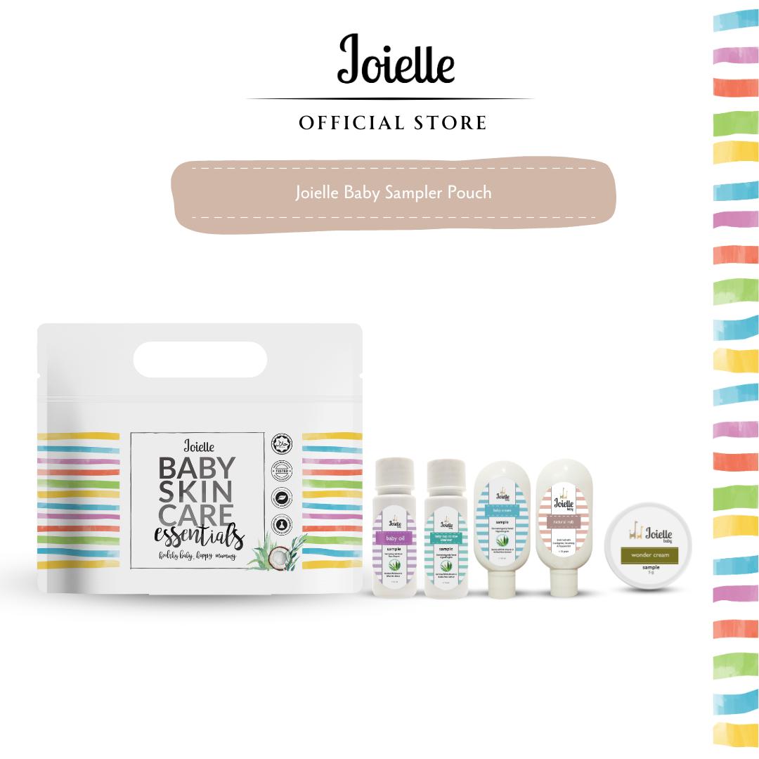 Joielle Sampler Pouch with Baby Cream 15g, Top to Toe 15ml, Oil 15ml, Natural Rub 15g, Wonder Cream 5g
