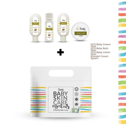 Joielle Sampler Pouch with VCO Cream 15g, VCO Bath 15ml, VCO Lotion 15ml, Wonder Cream 5g