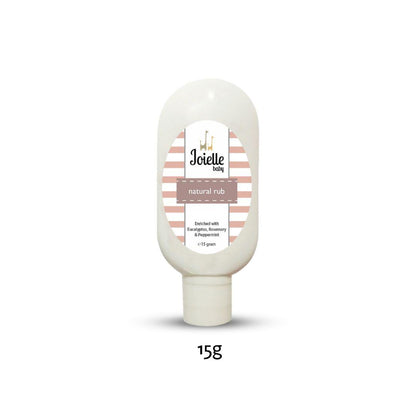 Joielle Ouchie Pouch includes Calm EO 3ml, Booster EO 3ml, Natural Rub 15g, Baby Oil 15ml, Wonder Cream 5g